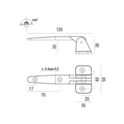 FS Charnière Laiton 135 X 58 X 38 Mm -Magasin De Camping fs charniere laiton 135 x 58 x 38 mm 1